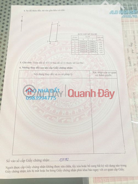 LAND FOR SALE IN LUONG TAI, BAC NINH. 85M2 * FRONTAGE 5M * 980 MILLION. FULL RESIDENTIAL LAND, Vietnam Sales đ 980 Million