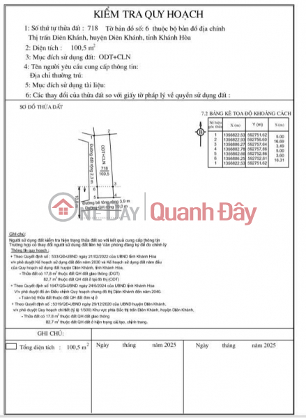 ĐẤT ĐẸP - GIÁ TỐT - CHÍNH CHỦ Cần Bán Nhanh Lô Đất Vị Trí Tại Thị Trấn Diên Khánh, Tỉnh Khánh Hòa | Việt Nam | Bán đ 1,28 tỷ