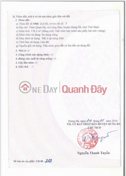 HOT HOT - CẦN BÁN LÔ ĐẤT 2 MẶT TIỀN TẠI Thôn Quan Hà, Xã Cộng Hòa, Huyện Hưng Hà, Tỉnh Thái Bình Niêm yết bán