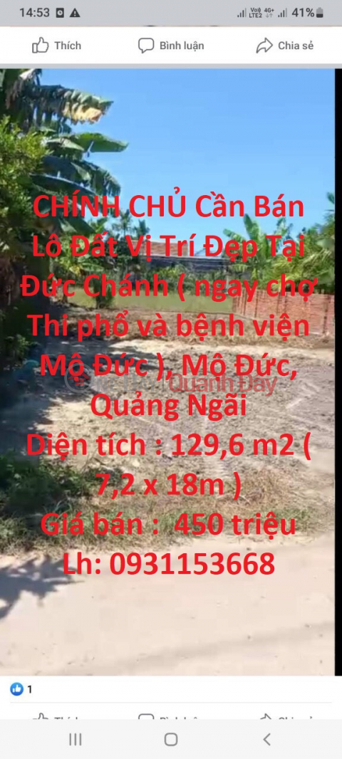 GENUINE For Sale Land Lot Nice Location In Mo Duc - Quang Ngai - Extremely Cheap Price _0