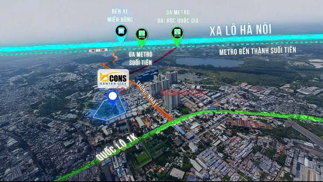 đ 2.8 Billion Bcons City Luxury 2-Bedroom Apartment - Own a home for only 600 million VND - Central location with amenities - Near Suoi Tien Metro Station