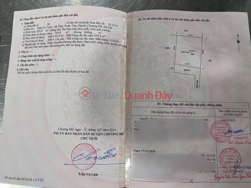 đ 10 Million OWNER'S FO GOODS 309.9M2 AT THUY XUAN TIEN-CHUONG MY-HANOI