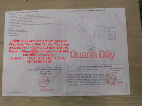 OWNER Needs to Sell 2 Plots of Land in An Vinh Ngai Commune and Tan Khanh Ward, Tan An City, Long An. _0