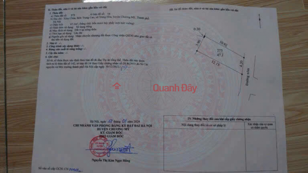 đ 10 triệu HÀNG HIẾM 47,1M TẠI TRUNG HÒA-CHƯƠNG MỸ-HÀ NỘI LÔ ĐẤT GIÁP KHU CÔNG NGHIỆP PHÚ NGHĨA