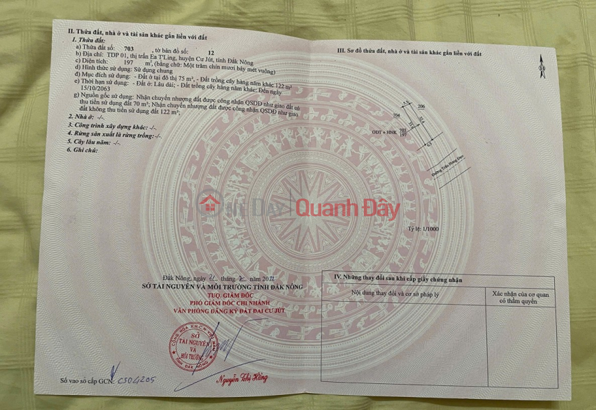 đ 2,2 tỷ | Bán đất đẹp 197m2 mặt tiền Trần Hưng Đạo, Ea TLing - Kinh doanh thuận tiện, giá 2,2 tỷ