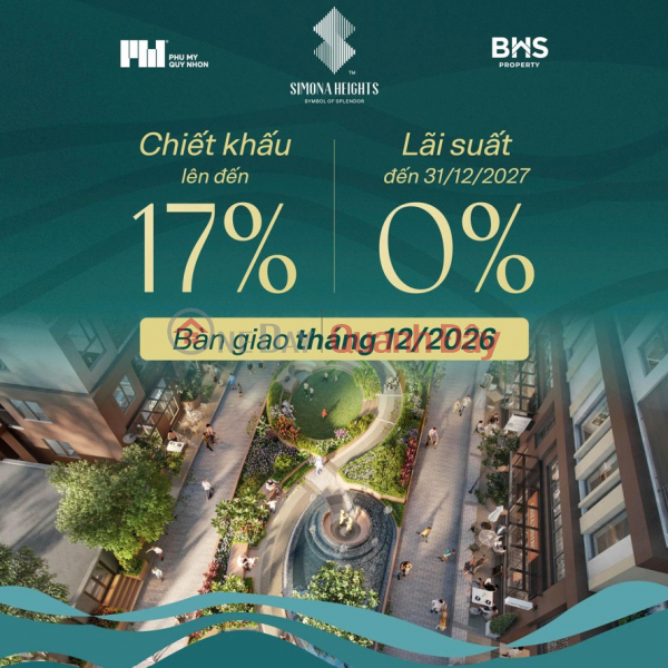 đ 2,4 tỷ Simona Heights Quy Nhơn - Chỉ từ 750 triệu sở hữu căn hộ trung tâm phố biển, full nội thất