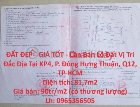 BEAUTIFUL LAND - GOOD PRICE - Land Lot For Sale Prime Location At KP4, Dong Hung Thuan Ward, District 12, HCMC _0