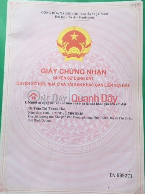 CHÍNH CHỦ CẦN BÁN GẤP LÔ ĐẤT TẠI Thị xã TÂN UYÊN, tỉnh BÌNH DƯƠNG _0