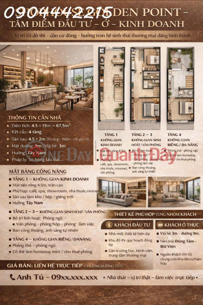 đ 6.5 Billion SHOPHOUSE FOR SALE AT GOLDEN POINT – DONG TAM – BUI VIEN AXIS – NEW DEVELOPMENT HUB