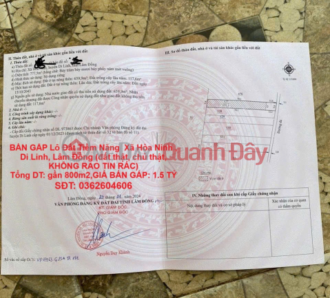 URGENT SALE Potential Land Lot in Hoa Ninh Commune, Di Linh, Lam Dong (real land, real owner, NO SPAM) _0