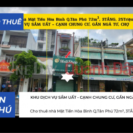 Cho thuê nhà Mặt Tiền Hòa Bình Q.Tân Phú 72m², 3TẦNG, 25Triệu _0