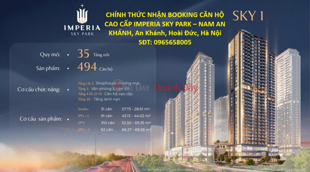 OFFICIAL BOOKING NOW OPEN FOR IMPERIA SKY PARK LUXURY APARTMENTS – NAM AN KHANH, An Khanh Ward, Hoai Duc District, Hanoi Sales Listings