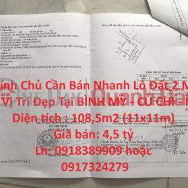 Owner Needs To Quickly Sell 2 Front Land Lot, Nice Location In BINH MY - CU CHI - HCM _0