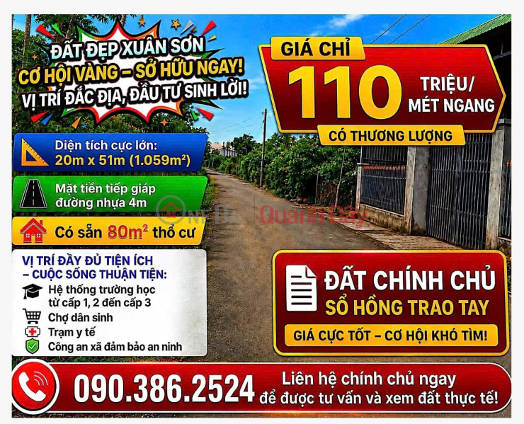 Land in Xuan Son, Ho Chi Minh City - 1,059m2 with frontage on an asphalt road, 80m2 of residential land already available, good price. Sales Listings