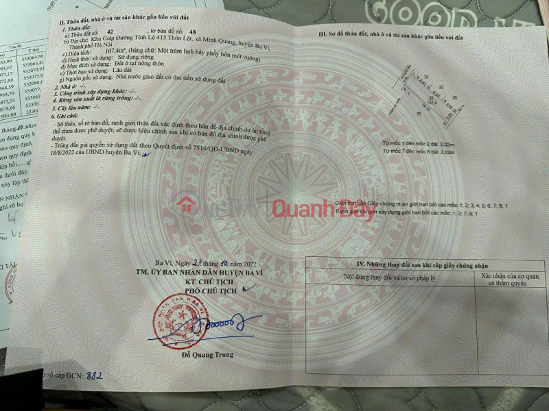 BEAUTIFUL LAND - GOOD PRICE - Need to sell 4 lots of land in the auction area in Lat village, Minh Quang commune, Ba Vi district, Hanoi city Vietnam Sales đ 1.83 Billion