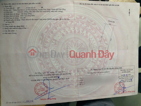 OWNER'S LAND - GOOD PRICE - QUICK SALE Lot of Land in Phu Son 2 Village, Hoa Vang, Da Nang _0