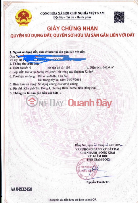 Owner selling a beautiful plot of land in a prime location in the center of Dong Xoai, Dong Nai City - Price under 6.5 billion VND. _0