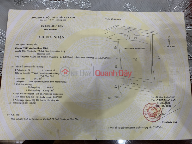 Property Search Vietnam | OneDay | Residential | Sales Listings SHOCK PRICE - More than 4 billion owns more than 5000 m2 of land at the gate of Thinh Lam Industrial Park - Quat Lam Town