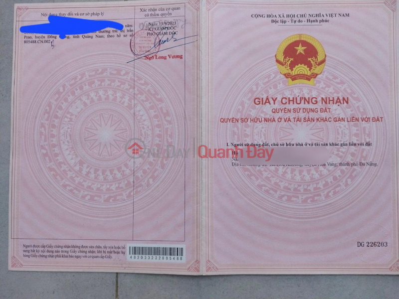 Due to needing money for my child to study abroad, urgently selling a plot of land in Hoa Khuong Commune, Hoa Vang, Da Nang City | Vietnam, Sales, đ 1.2 Billion
