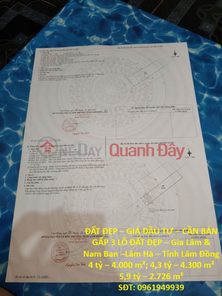 ĐẤT ĐẸP – GIÁ ĐẦU TƯ – CẦN BÁN GẤP 3 LÔ ĐẤT ĐẸP – Gia Lâm & Nam Ban –Lâm Hà – Tỉnh Lâm Đồng Niêm yết bán