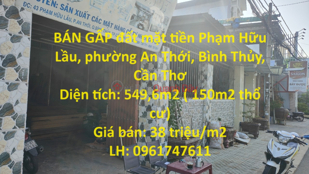BÁN GẤP đất mặt tiền Phạm Hữu Lầu, phường An Thới, Bình Thủy, Cần Thơ Niêm yết bán