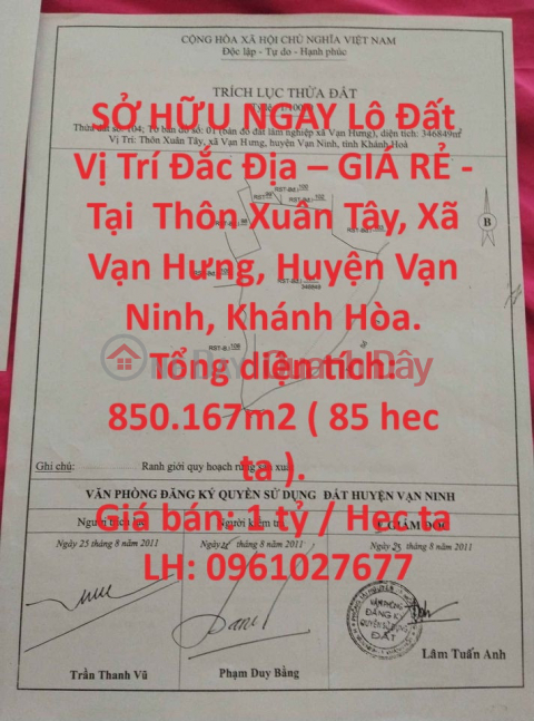 SỞ HỮU NGAY Lô Đất Vị Trí Đắc Địa – GIÁ RẺ - Tại Xã Vạn Hưng, Huyện Vạn Ninh, Khánh Hòa _0