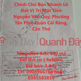 Owner Quickly Sells Land Lot, Front Location Nguyen Van Quy, Cai Rang District, Can Tho - EXTREMELY PREFERENTIAL PRICE _0
