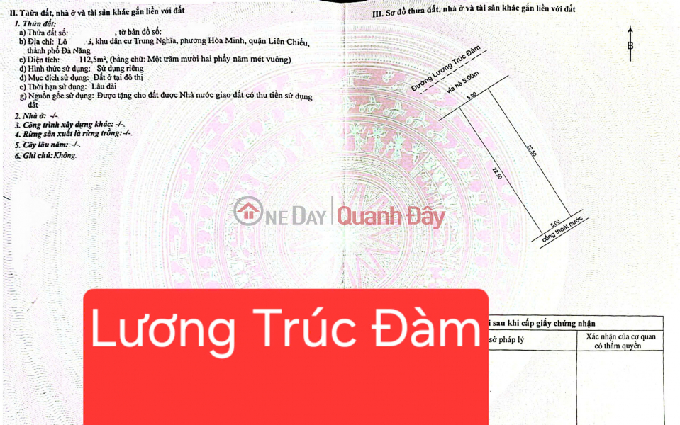 Property Search Vietnam | OneDay | Nhà ở | Niêm yết bán | Bán nhà 2 tầng MT đường 10,5 Lương Trúc Đàm - Sát đường Nam Trân