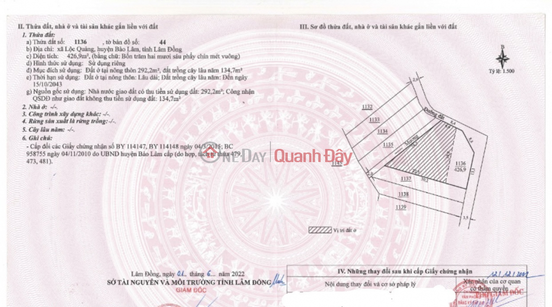 đ 1,84 tỷ Cần bán lô đất 426m2 vị trí vàng tại Lộc Quảng - cơ hội đầu tư sinh lời