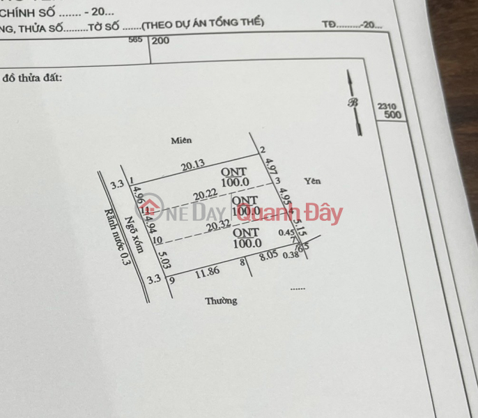 Selling 3 plots of land in Truong Yen commune, Chuong My - area 100m \\/ lot, front and rear 5m - truck parking Sales Listings