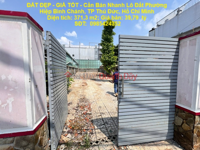 BEAUTIFUL LAND - GOOD PRICE - Need to Sell Quickly Plot of Land in Hiep Binh Chanh Ward, Thu Duc City, Ho Chi Minh City Sales Listings