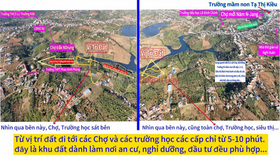 Bán đất view hồ gần chợ Nâm Njang có 440m mặt tiền đường và 150m MT hồ, Việt Nam Bán đ 2,8 tỷ