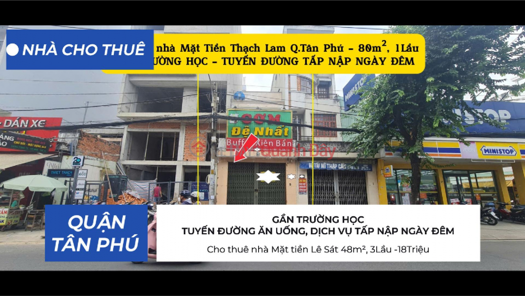 House for rent on Thach Lam street, 80m², 1 floor, 22 million VND - NEAR SCHOOLS Rental Listings