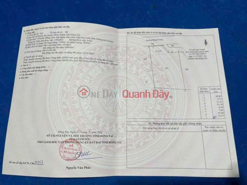 Property Search Vietnam | OneDay | Residential | Sales Listings, Land for sale on Hung Vuong street, 1594m2, price 14.9 billion VND.