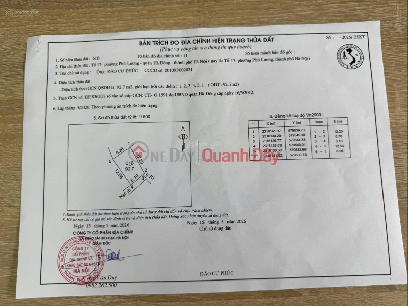 Property Search Vietnam | OneDay | Nhà ở, Niêm yết bán Bán nhà riêng tại Tổ dân phố Bắc Lãm 8, đường Thượng Mạo, Phú Lương, Hà Đông, 115 triệu/m2