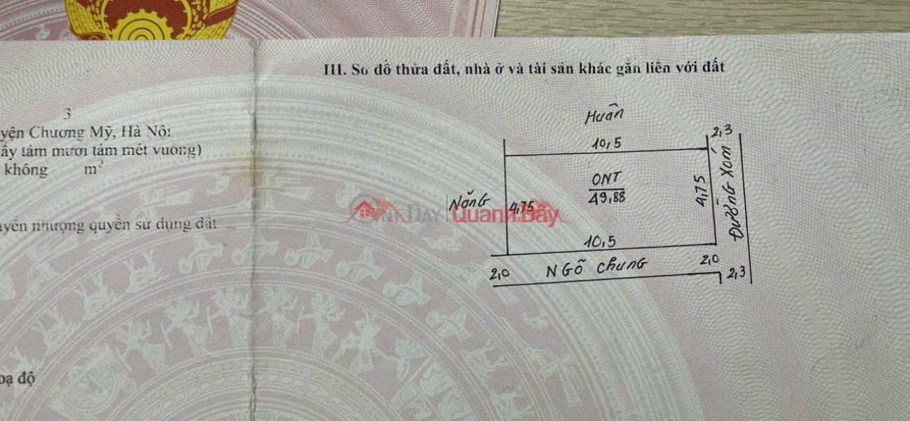 OWNER SELLS 49.88M2 LAND LOT IN PHUNG CHAU-CHUONG MY-HANOI | Vietnam, Sales | đ 3.2 Billion
