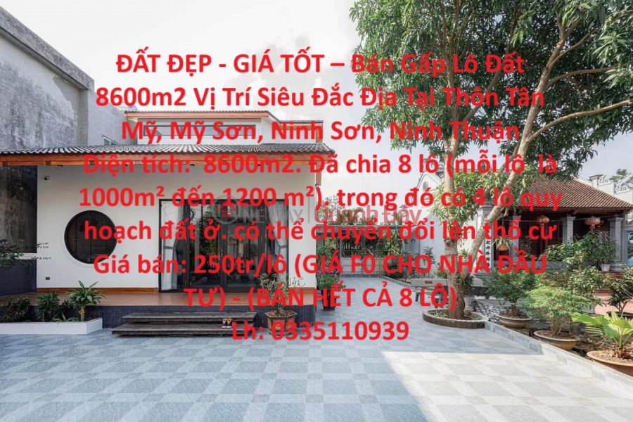 BEAUTIFUL LAND - GOOD PRICE - Urgent Sale Land Lot 8600m2 Super Prime Location In My Son, Ninh Son District Sales Listings