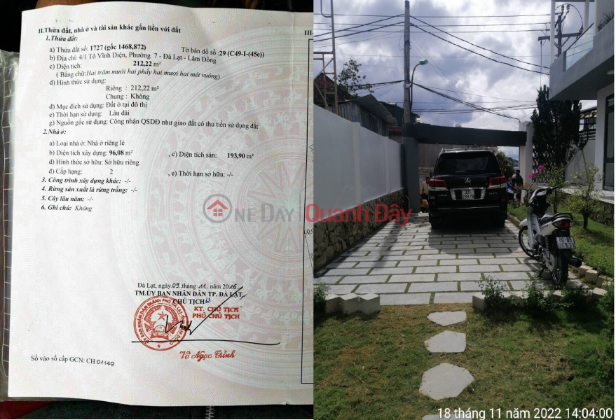 đ 15.5 Billion Own Villa Frontage To Vinh Dien, Ward 7, Special Price
