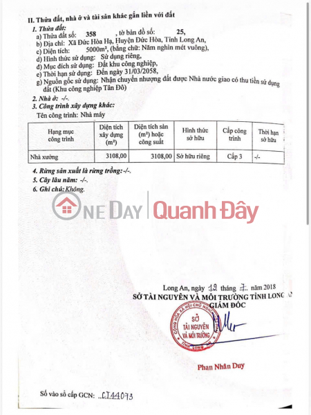 đ 44 tỷ Nhà xưởng quy mô lớn 5.000m2 - KCN Tân Đô, Đức Hòa, Tây Ninh - 2 cổng, sổ hồng riêng