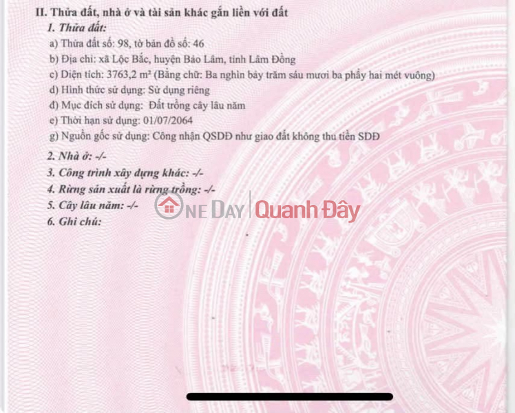 Bán lô đất > 6ha Thuộc Bảo Lâm 5 (thôn 4 Lộc Bắc cũ) – Lâm Đồng., Việt Nam | Bán | đ 120 triệu
