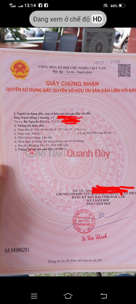 ĐẦU TƯ SINH LỜI - Chính Chủ Bán Đất MẶT TIỀN Đặng Tất, Phường Tân an, Buôn Ma Thuột, Đăk Lăk _0