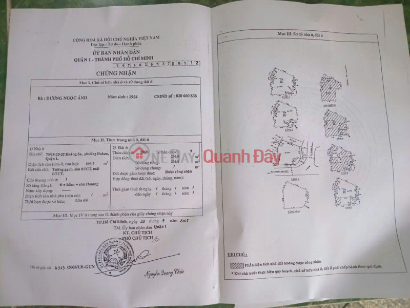 Bán Nhà Hẻm Xe Hơi 75/18 -20-22 Hoàng Sa, Phường Đakao, Quận 1 Việt Nam | Bán | đ 115 tỷ