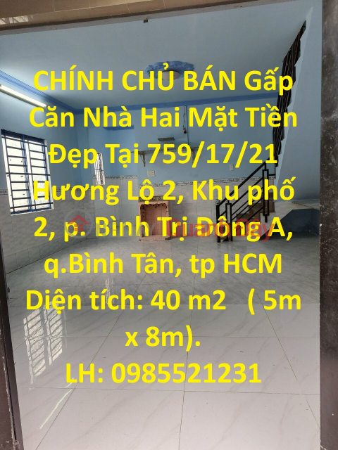 GENUINE SELLING A Beautiful Two-Faced House In Binh Tan District _0