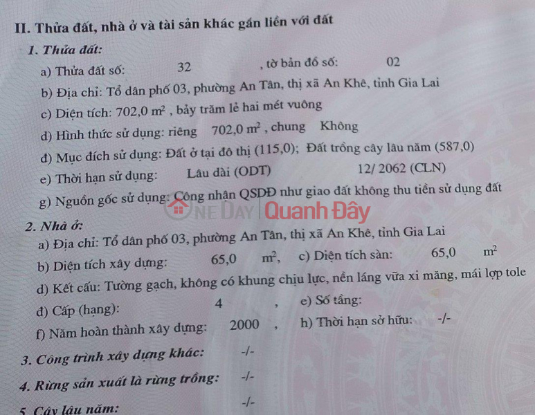 LAND FOR SALE WITH A HOUSE: 2 FRONTS, BACK BLOOM At Group 03, An Tan Ward, An Khe Town - Gia Lai Province, Vietnam, Sales, đ 3.1 Billion