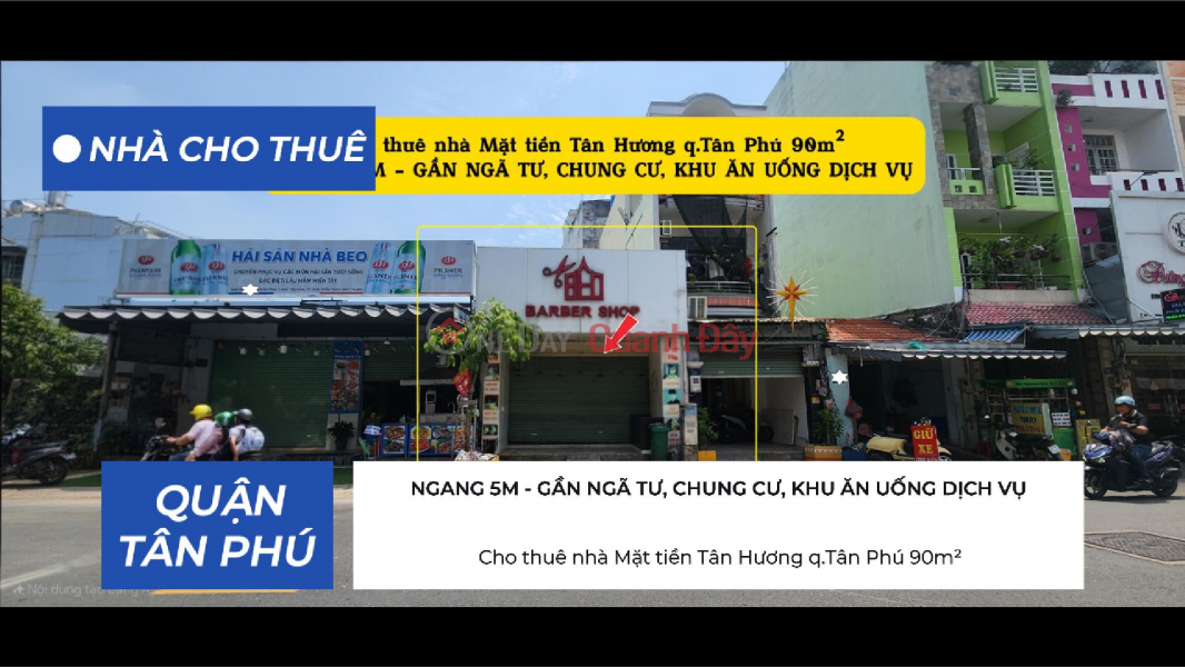 Cho thuê nhà Mặt tiền Tân Hương q.Tân Phú 90m², 16Triệu - KHU DỊCH VỤ SẦM UẤT Niêm yết cho thuê