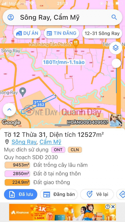 CHÍNH CHỦ CẦN BÁN Lô Đất Vị Trí Đẹp Tại Ấp 5, Sông Ray, Cẩm Mỹ, Đồng Nai _0