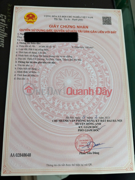 đ 12 Billion Land for sale in Co Duong, Tien Duong - Car access - Main road - Beautiful plot