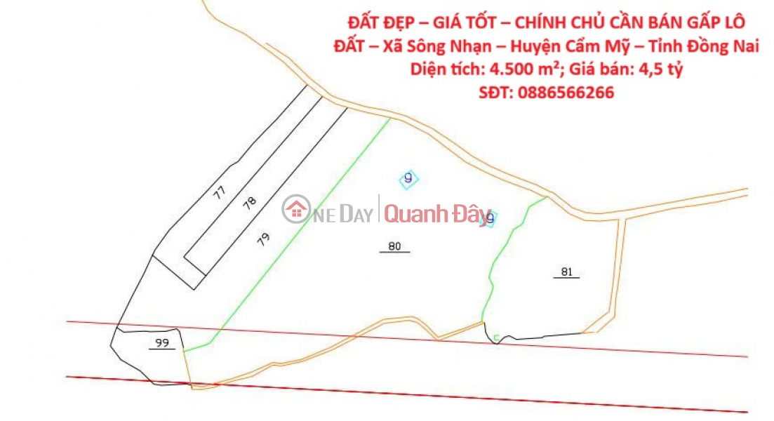 PRIME LAND – GREAT PRICE – OWNER URGENTLY SELLING PLOT OF LAND – Song Nhan Commune – Cam My District – Dong Nai Province Sales Listings