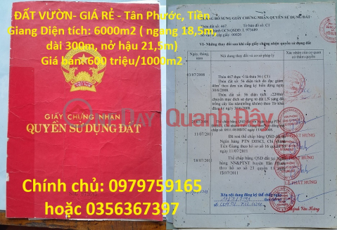 ĐẤT VƯỜN- GIÁ RẺ - Tân Phước, Tiền Giang _0