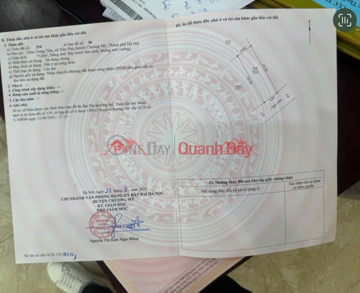 đ 10 Million OWNER NEEDS TO SELL 75M2 LAND LOT AT TRAN PHU-CHUONG MY-HANOI